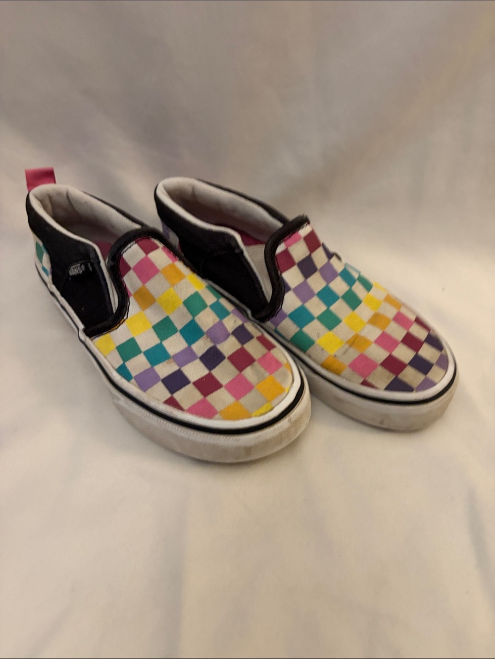 Vans Kids Slip-On Checkerboard Sneakers - Pink, Yellow, Teal, Purple